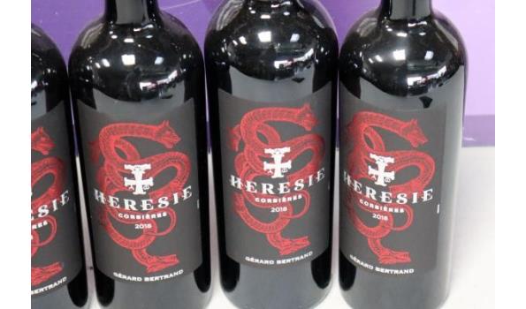5 flessen rode wijn GERARD BERTRAND Heresie Corbière 2018